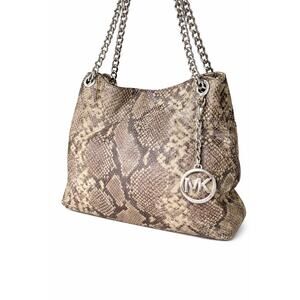 Michael Kors Python Print Shoulder Bag  Chain Strap  Neutral  Y2K Jet Set Glam